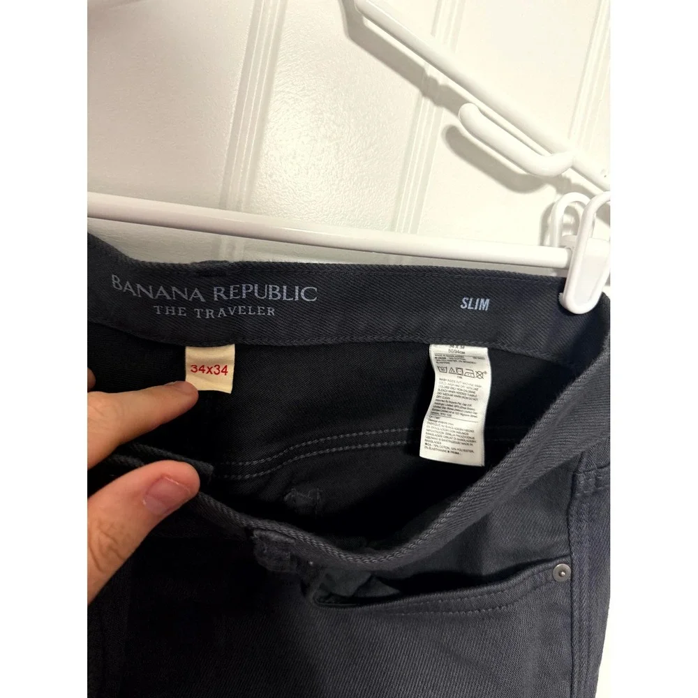 Banana Republic Pants Mens 34x34 The Traveler Slim Gray Stretch EUC